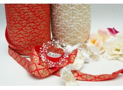 Fold Over Elastic , GOLD FOIL, CLASSIC damask - 1.5cm - 2m Length